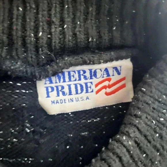 Vintage American Pride Womens Black & Silver Metallic Sweater Size Large - Picture 6 of 7